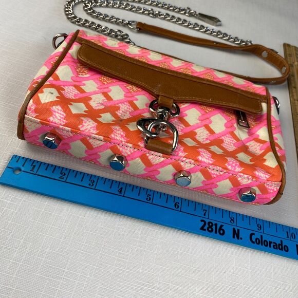 Rebecca Minkoff "MINI MAC" PINK + BROWN LEATHER Crossbody Bag! Long CHAIN STRAP - Picture 5 of 16
